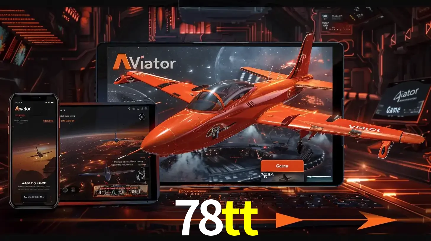 Apresentação tecnológica do jogo Aviator com um avião saindo da tela de um tablet, demonstrando a experiência imersiva em múltiplos dispositivos no 78tt.