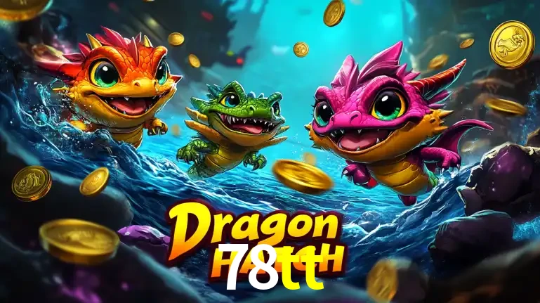 Arte promocional do jogo Dragon Hatch com três adoráveis dragões bebês nadando entre moedas de ouro, um dos slots mais divertidos para jogar no cassino 78tt.